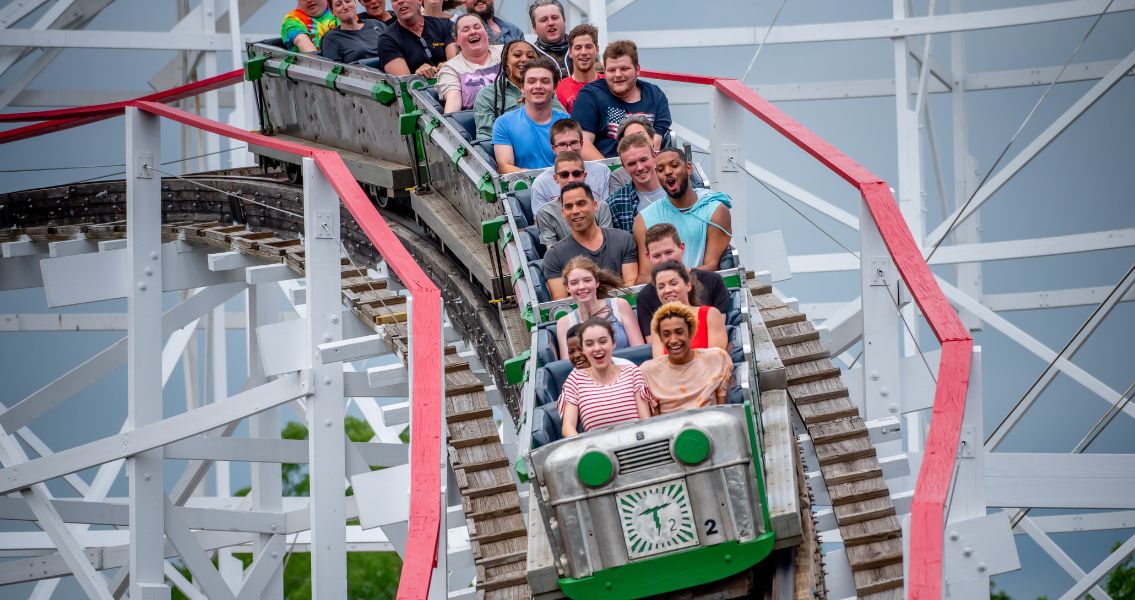 Group enjoying coaster at park